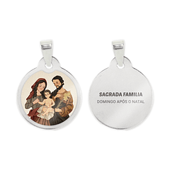 Cadena y medalla de la Sagrada Familia en acero