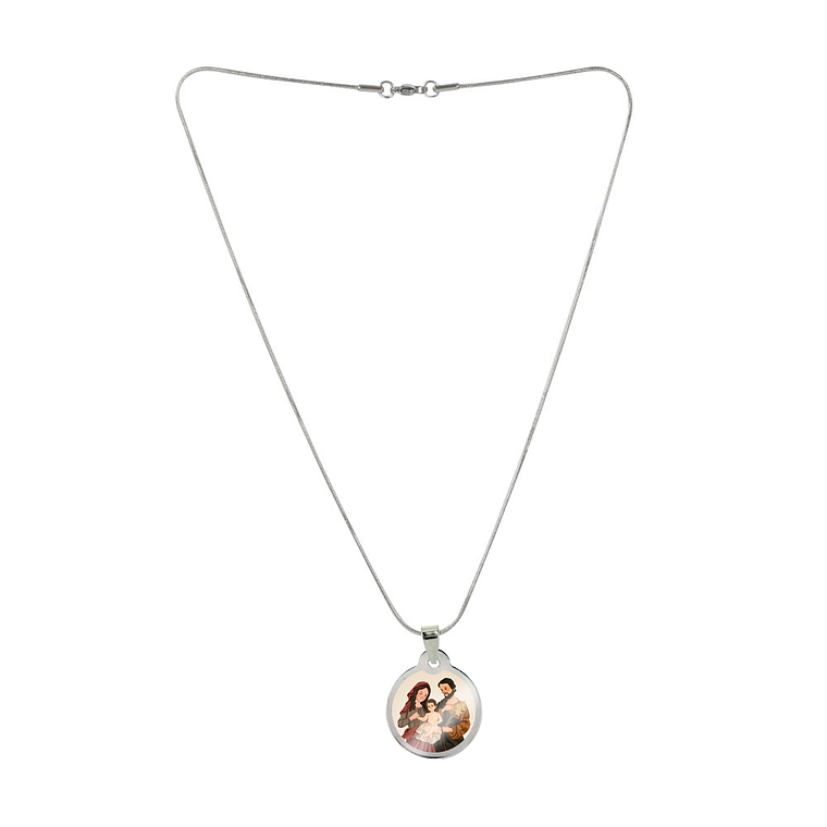 Holy Family necklace and medal in stainless steel 1