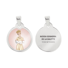 Cadena y medalla de Nuestra Señora de La Salette en acero