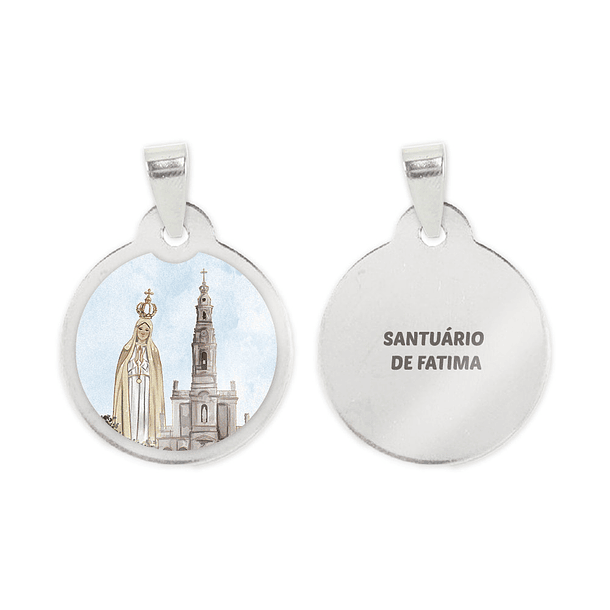 Cadena y medalla de Fátima en acero 2