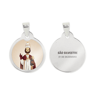 Saint Sylvester necklace and medal in stainless steel