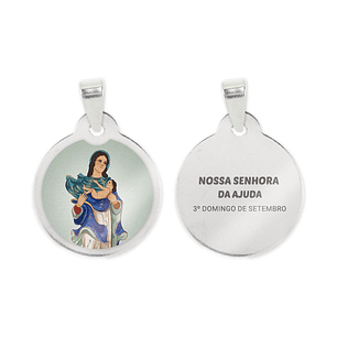 Our Lady of Help necklace and medal in stainless steel
