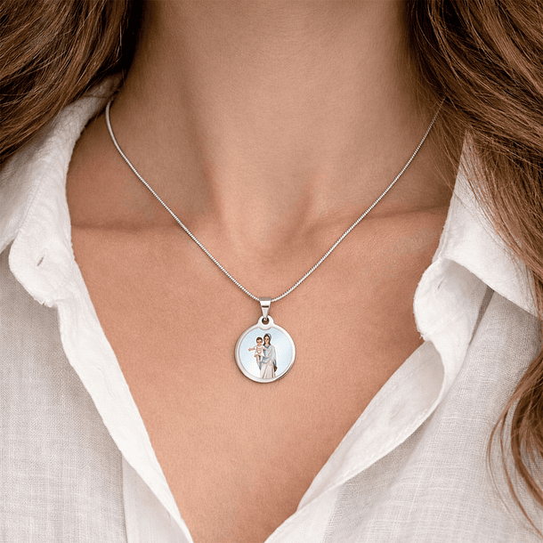 Our Lady of Joy chain and medal in stainless steel 4
