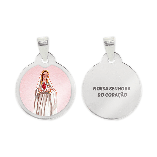 Our Lady of the Heart chain and medal in stainless steel 2