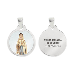Our Lady of Lourdes chain and medal in stainless steel
