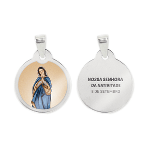 Our Lady of the Nativity necklace and medal in steel