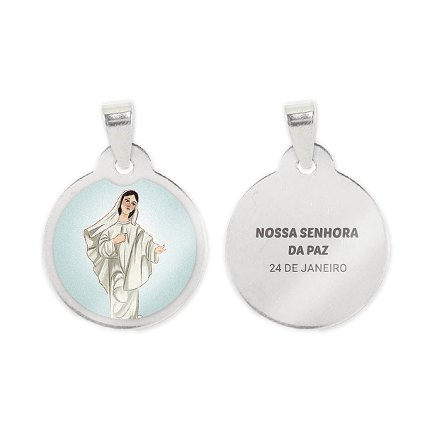 Collana e medaglia di Nostra Signora della Pace in acciaio 2