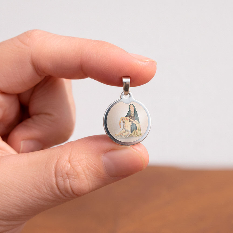 Medalha de aço de Nossa Senhora da Piedade 2