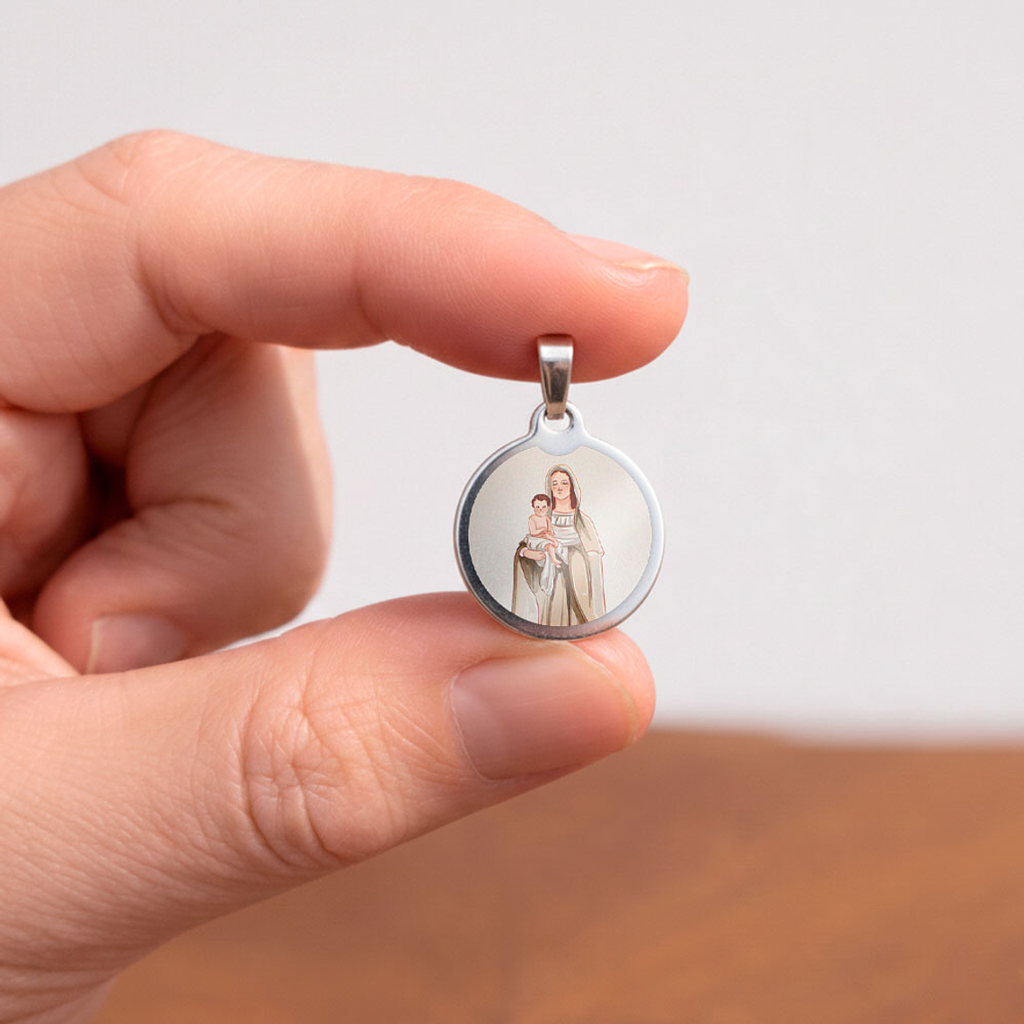 Medaglia in acciaio di Nostra Signora della Neve 2