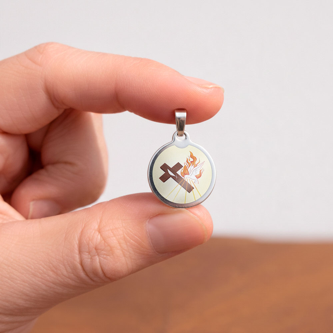 Medalha de aço do Sacramento do Crisma 2