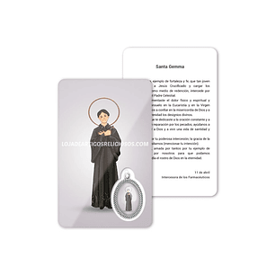 Cartão com oração de Santa Gema