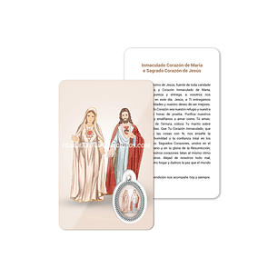 Sacred Heart of Mary and Jesus prayer card