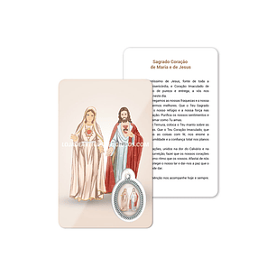 Sacred Heart of Mary and Jesus prayer card
