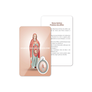 Cartão com oração de Nossa Senhora Protetora dos Aflitos