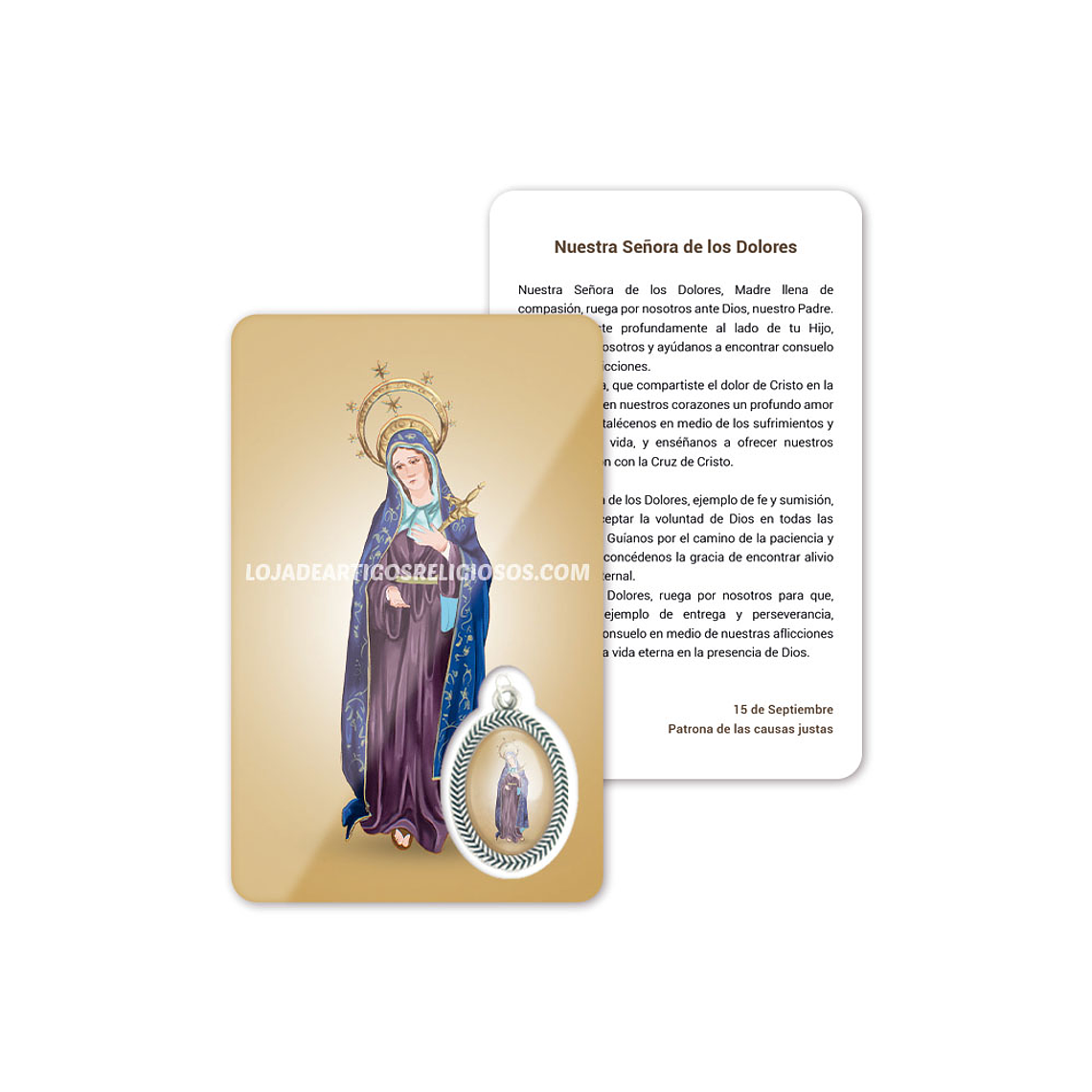 Cartão com oração de Nossa Senhora das Dores 2