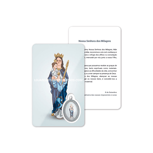 Tarjeta con oración de Nuestra Señora de los Milagros