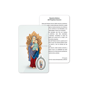 Cartão com oração de Nossa Senhora do Perpétuo Socorro