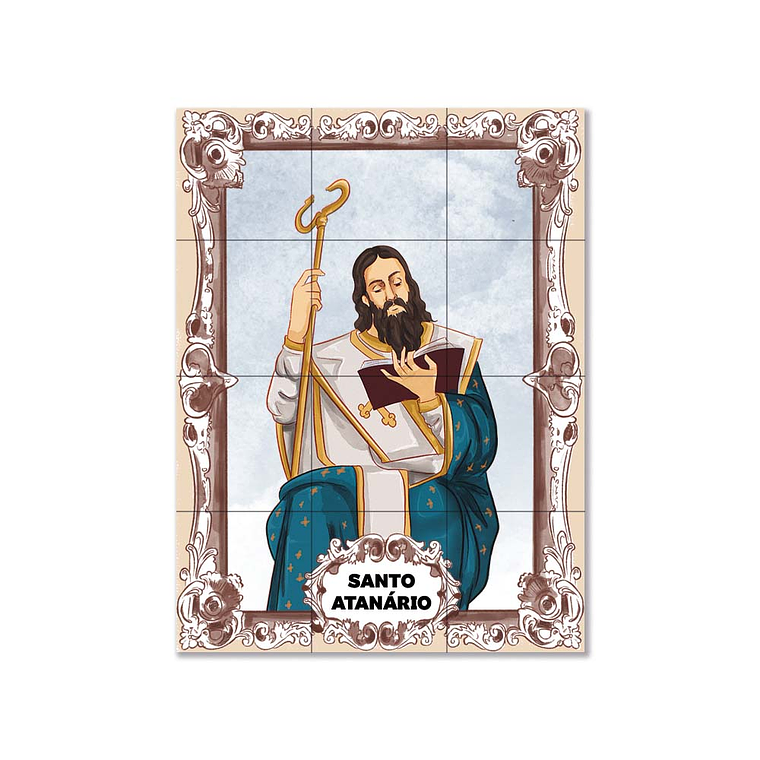 Painel de azulejos de Santo Atanásio 45 cm x 60 cm 1