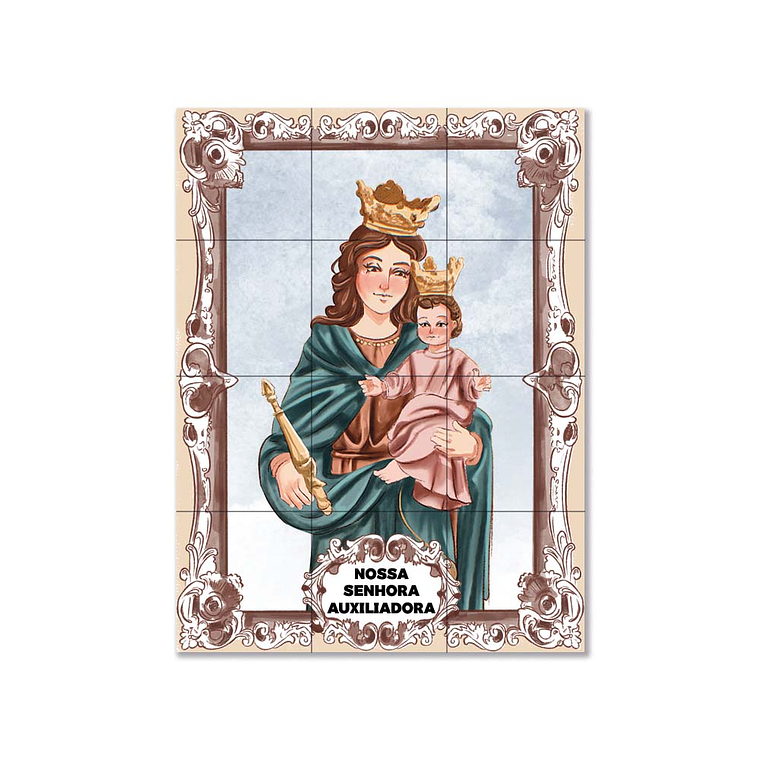 Painel de azulejos de Nossa Senhora Auxiliadora 45 cm x 60 cm 1