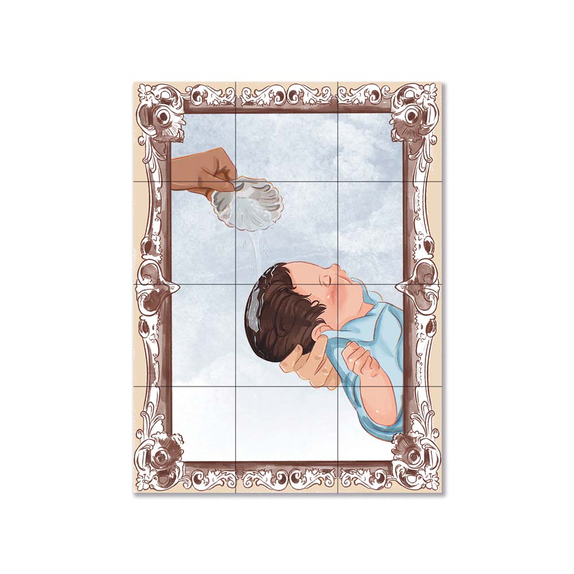 Painel de azulejos do Batismo 45 cm x 60 cm 1