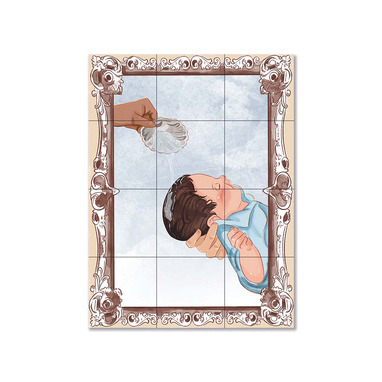 Painel de azulejos do Batismo 45 cm x 60 cm 1