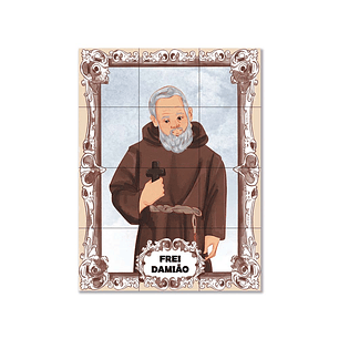 Painel de azulejos de Frei Damião 45 cm x 60 cm