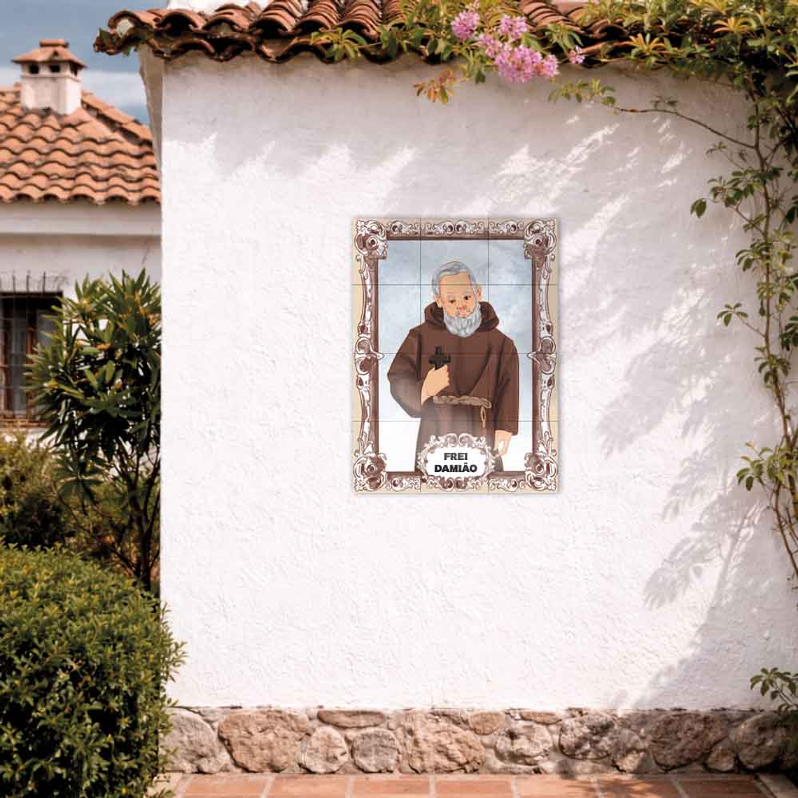 Painel de azulejos de Frei Damião 45 cm x 60 cm 2