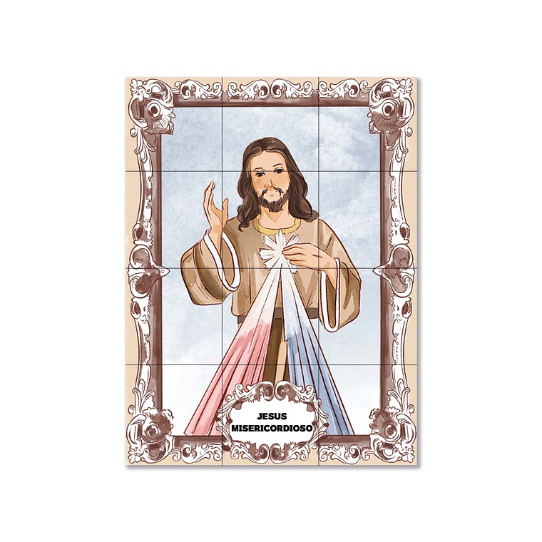 Painel de azulejos de Jesus Misericordioso 45 cm x 60 cm 1
