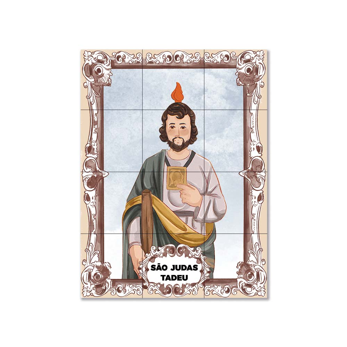Painel de azulejos de São Judas Tadeu 45 cm x 60 cm 1