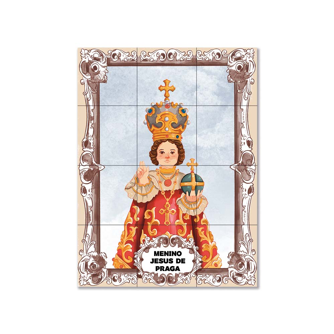 Painel de azulejos do Menino Jesus de Praga 45 cm x 60 cm 1