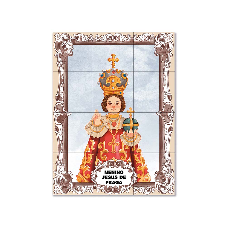Painel de azulejos do Menino Jesus de Praga 45 cm x 60 cm 1