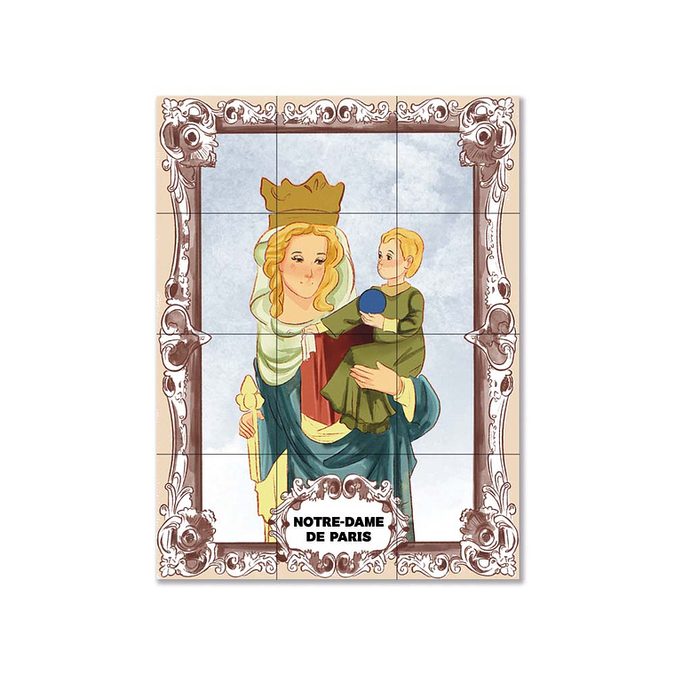 Painel de azulejos de Notre-Dame de Paris 45 cm x 60 cm 1