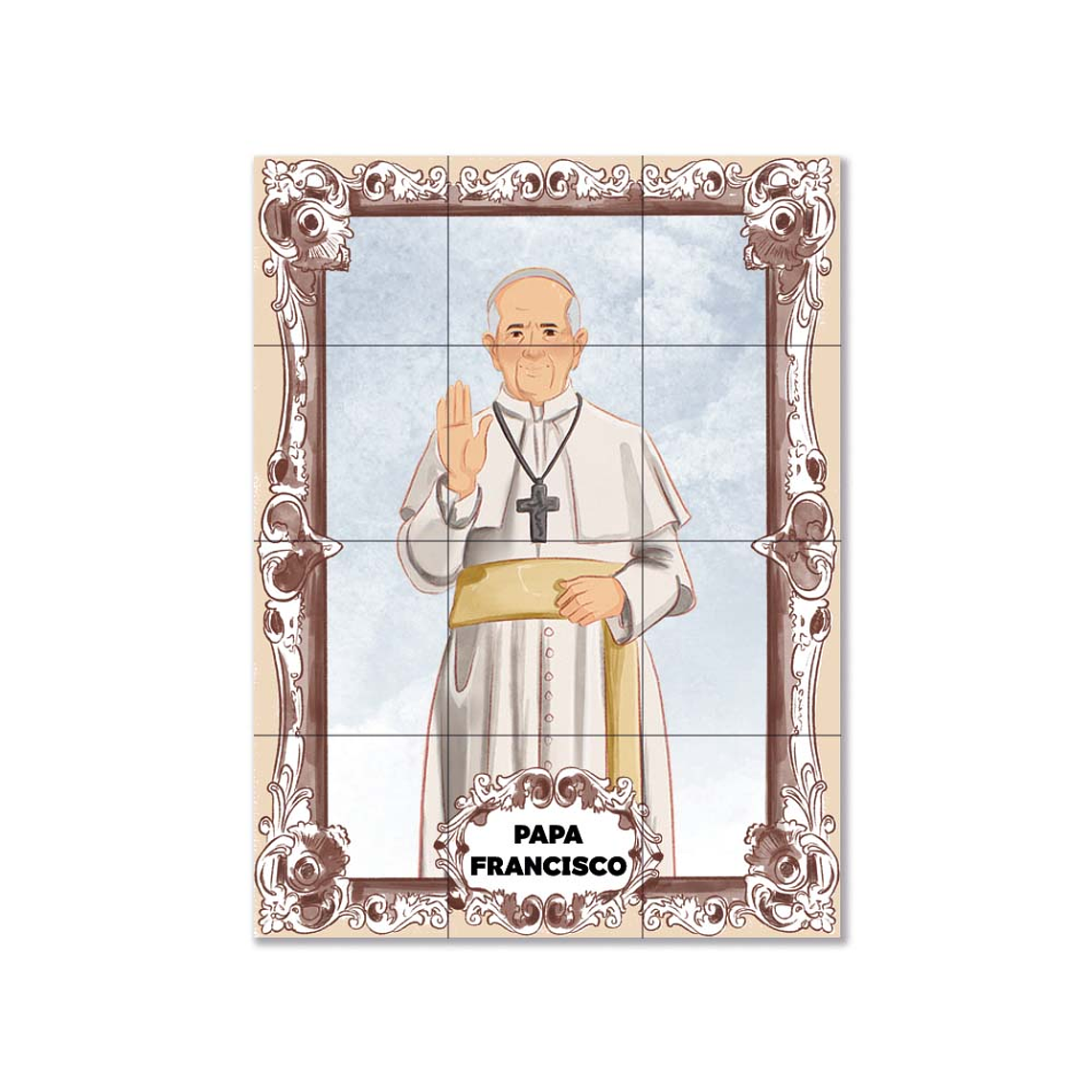 Painel de azulejos do Papa Francisco 45 cm x 60 cm 1