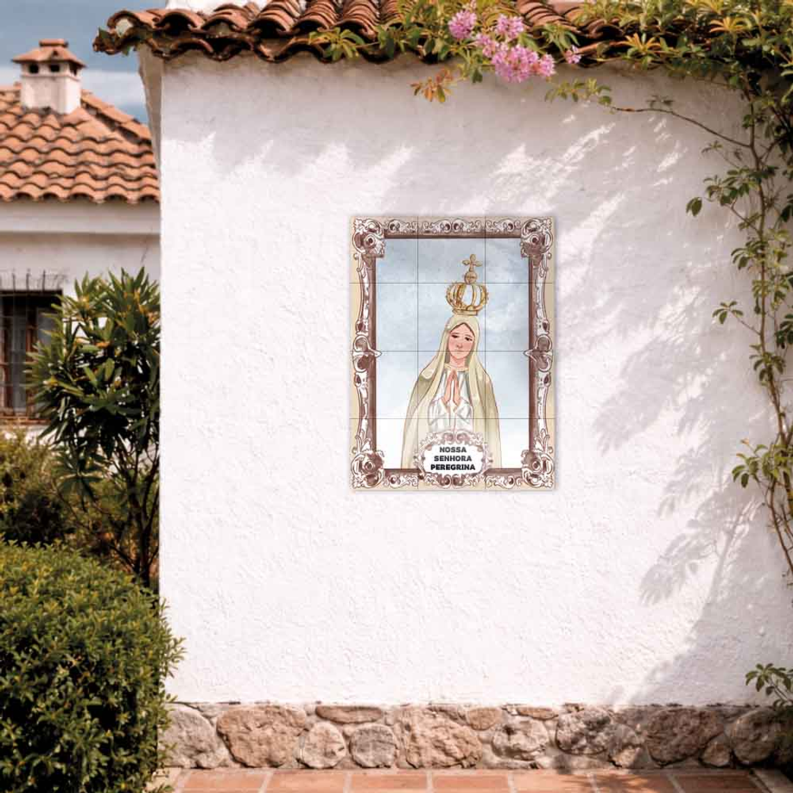 Painel de azulejos de Nossa Senhora Peregrina 45 cm x 60 cm 2