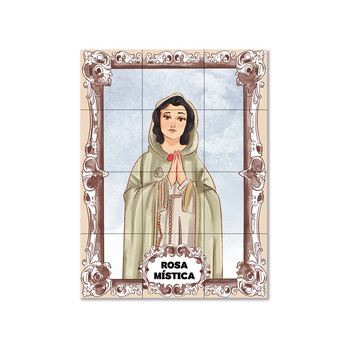 Painel de azulejos de Rosa Mística 45 cm x 60 cm 1