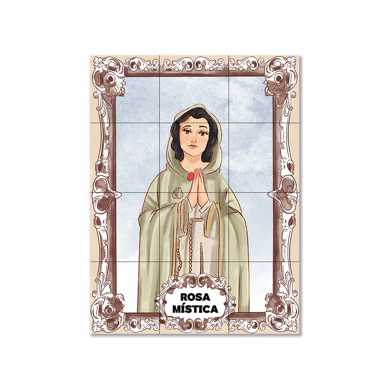Painel de azulejos de Rosa Mística 45 cm x 60 cm 1
