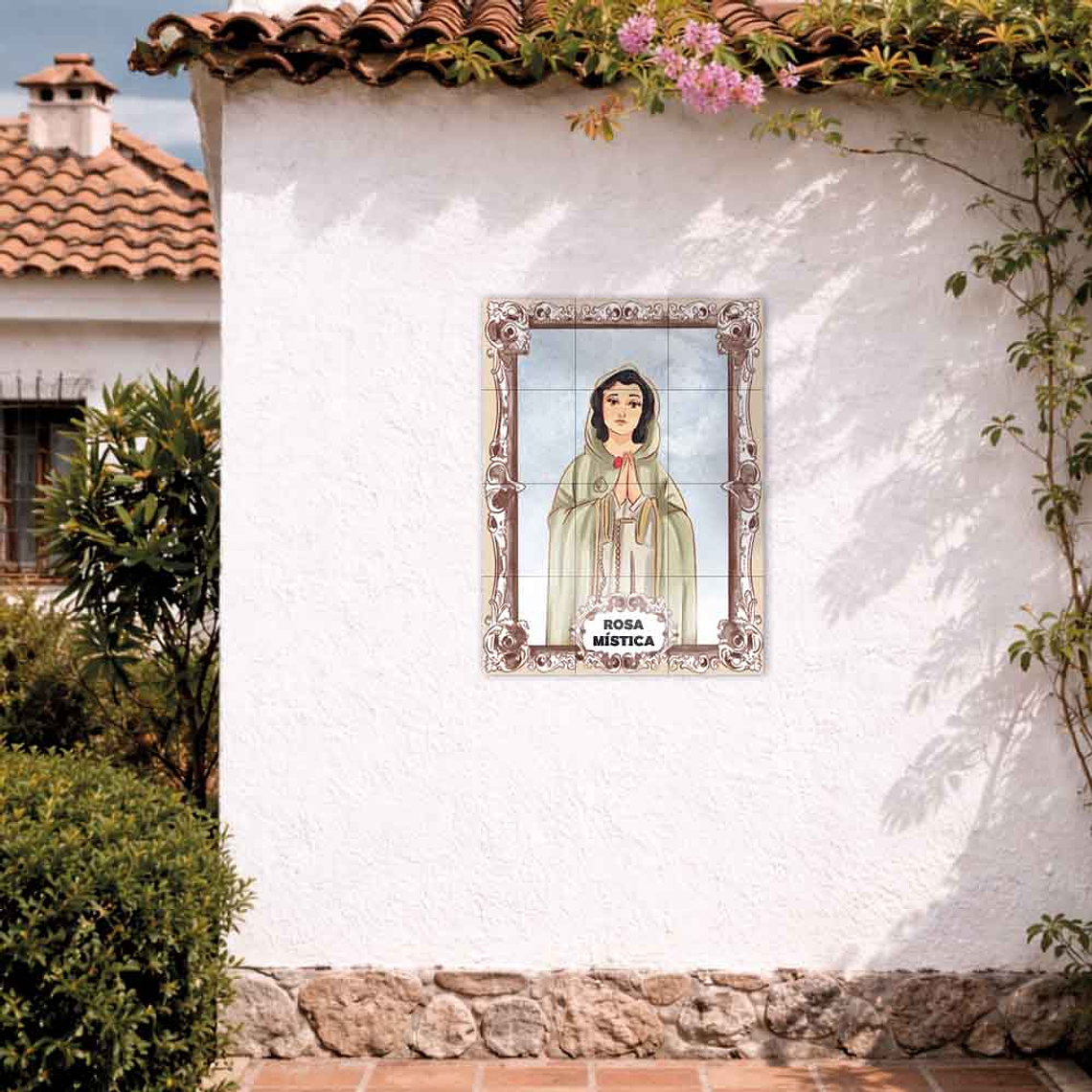 Painel de azulejos de Rosa Mística 45 cm x 60 cm 2
