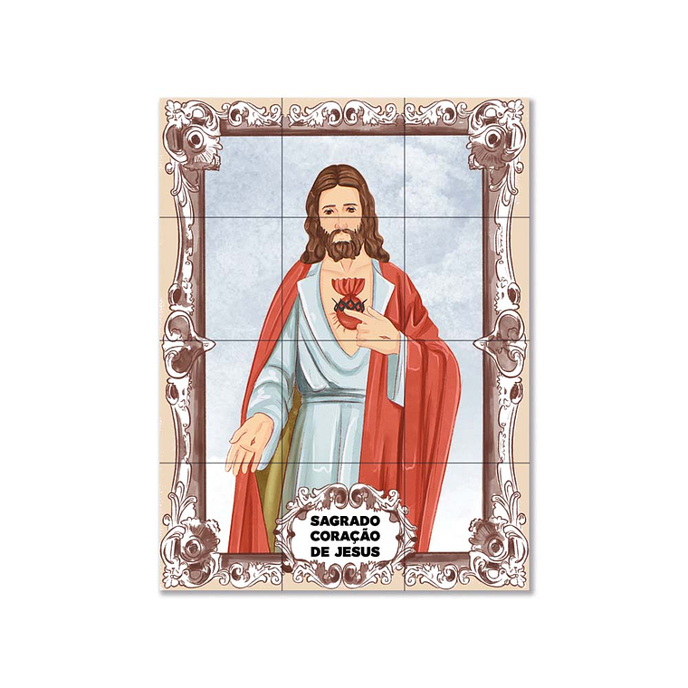 Painel de azulejos do Sagrado Coração de Jesus 45 cm x 60 cm 1