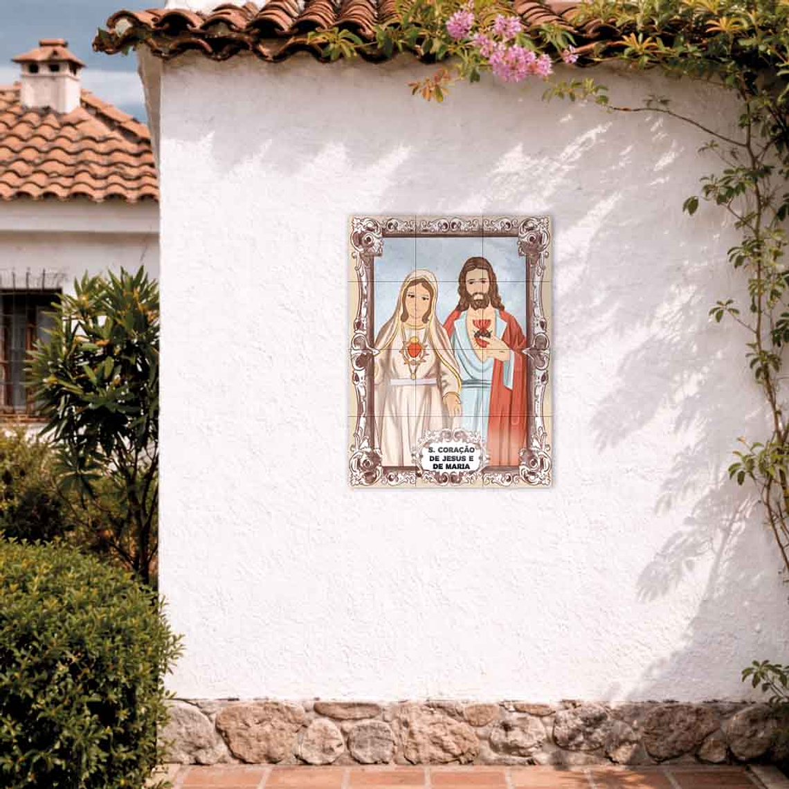 Azulejos del Sacro Cuore di Maria e Gesù 45 cm x 60 cm 2