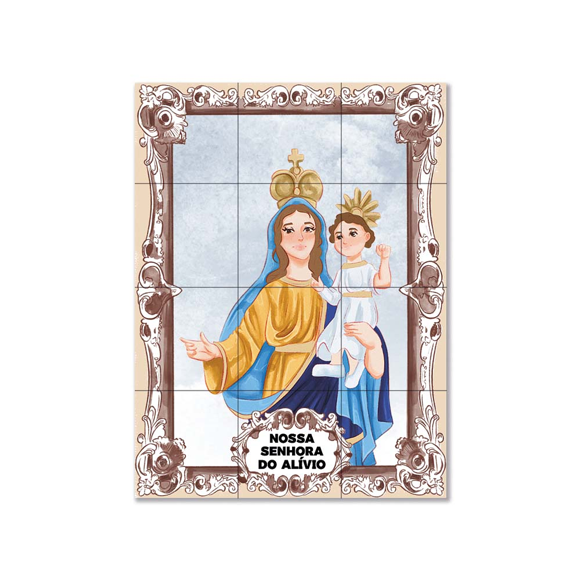 Painel de azulejos de Nossa Senhora do Alívio 45 cm x 60 cm 1