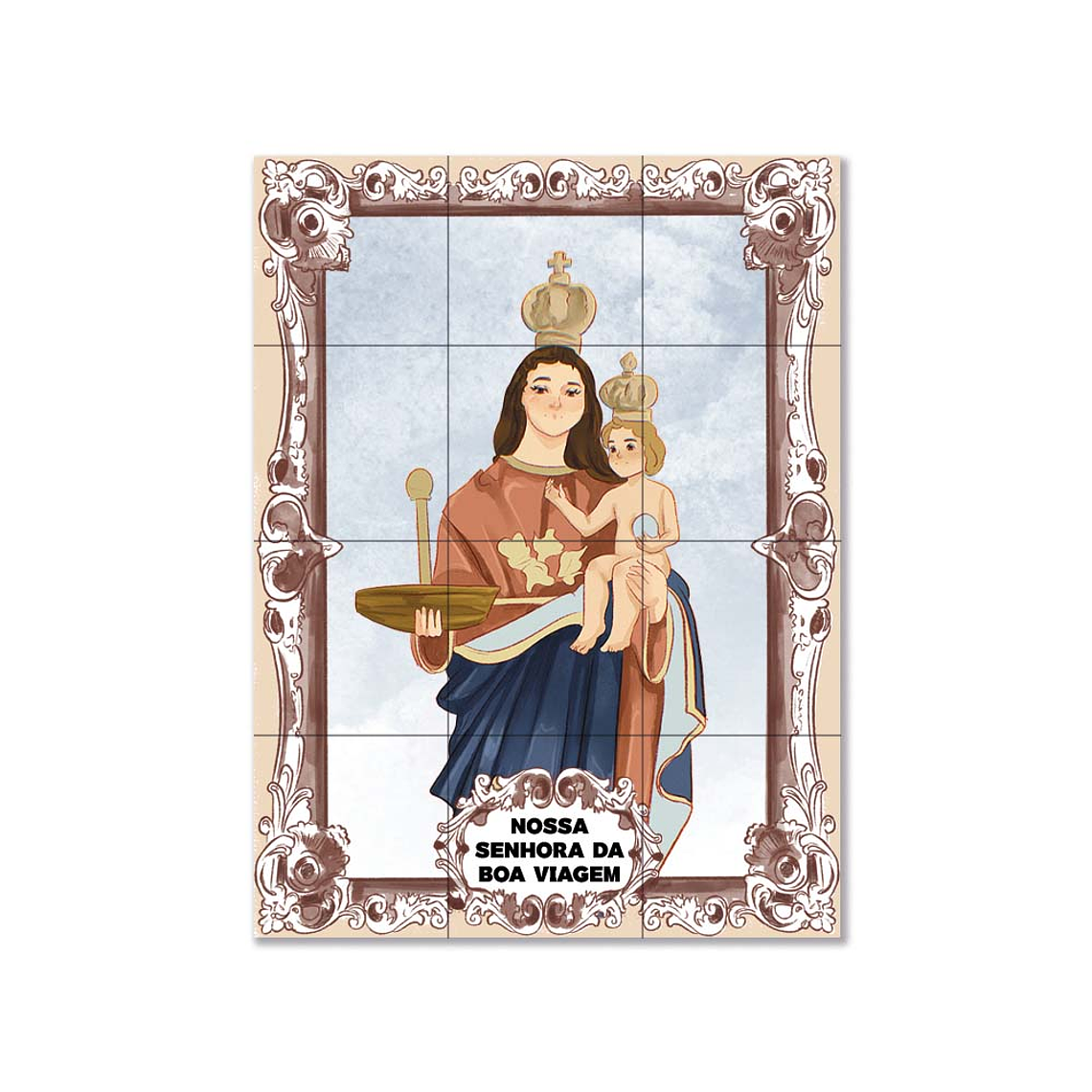 Painel de azulejos de Nossa Senhora da Boa Viagem 45 cm x 60 cm 1