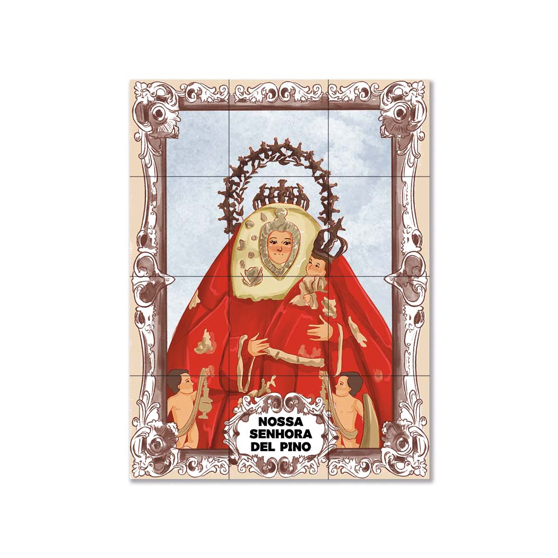 Painel de azulejos de Nossa Senhora del Pino 45 cm x 60 cm 1