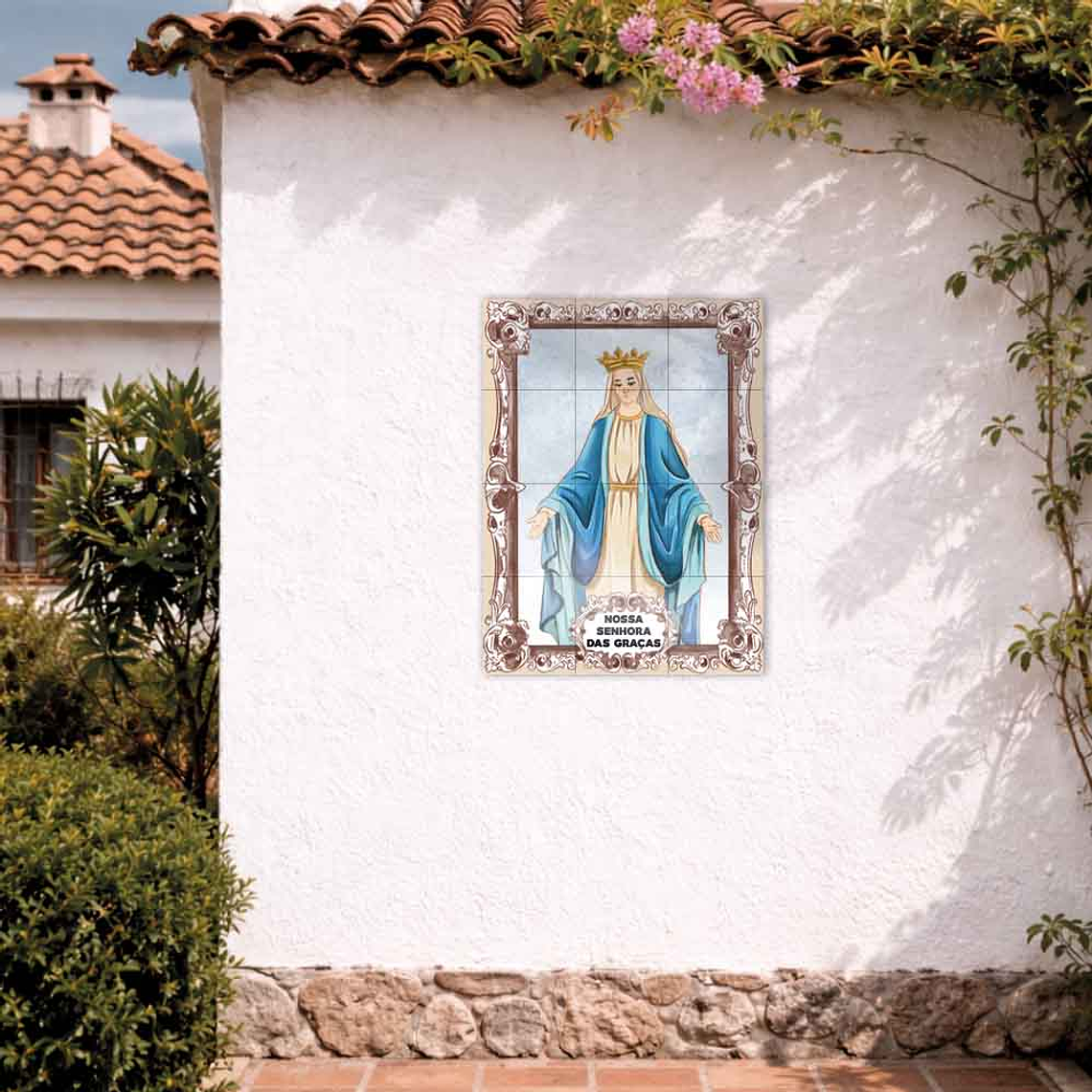 Painel de azulejos de Nossa Senhora das Graças 45 cm x 60 cm 2