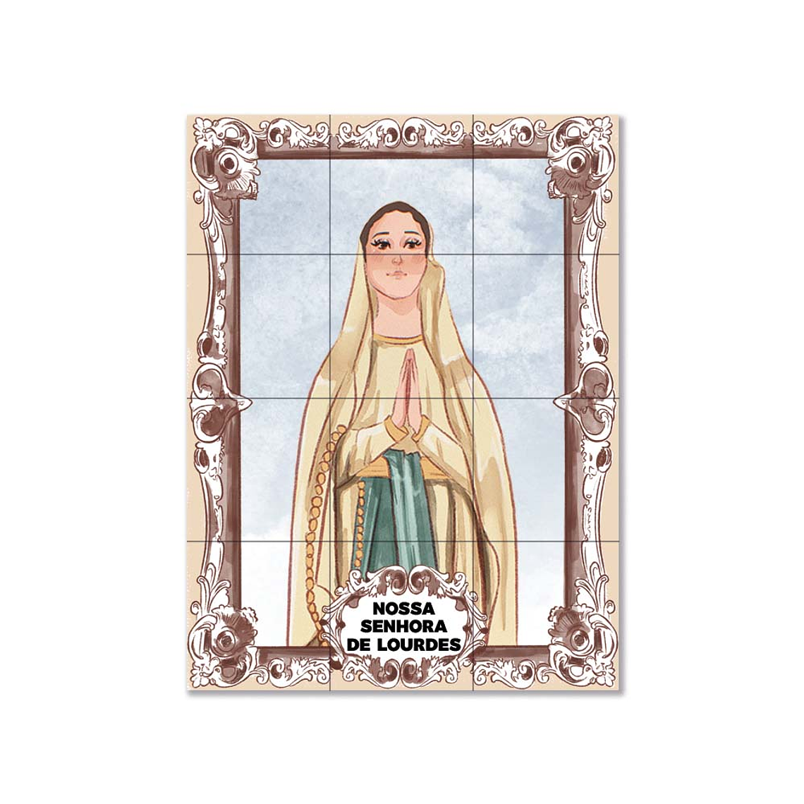 Painel de azulejos de Nossa Senhora de Lourdes 45 cm x 60 cm 1