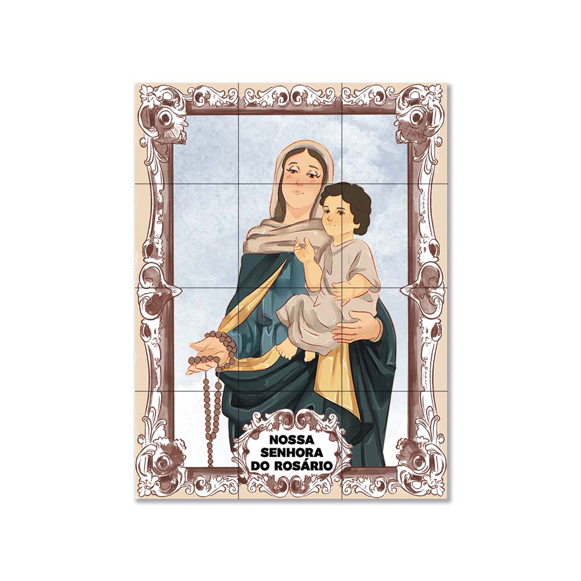 Painel de azulejos de Nossa Senhora do Rosário 45 cm x 60 cm 1