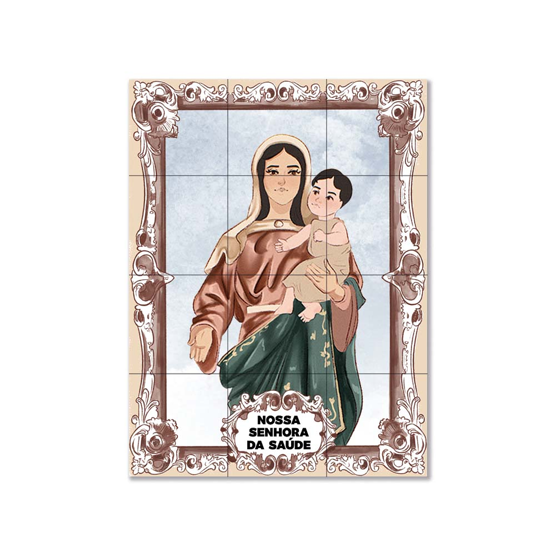 Painel de azulejos de Nossa Senhora da Saúde 45 cm x 60 cm 1