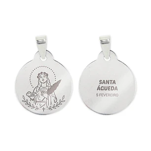 Fio e medalha de Santa Águeda em aço inoxidável