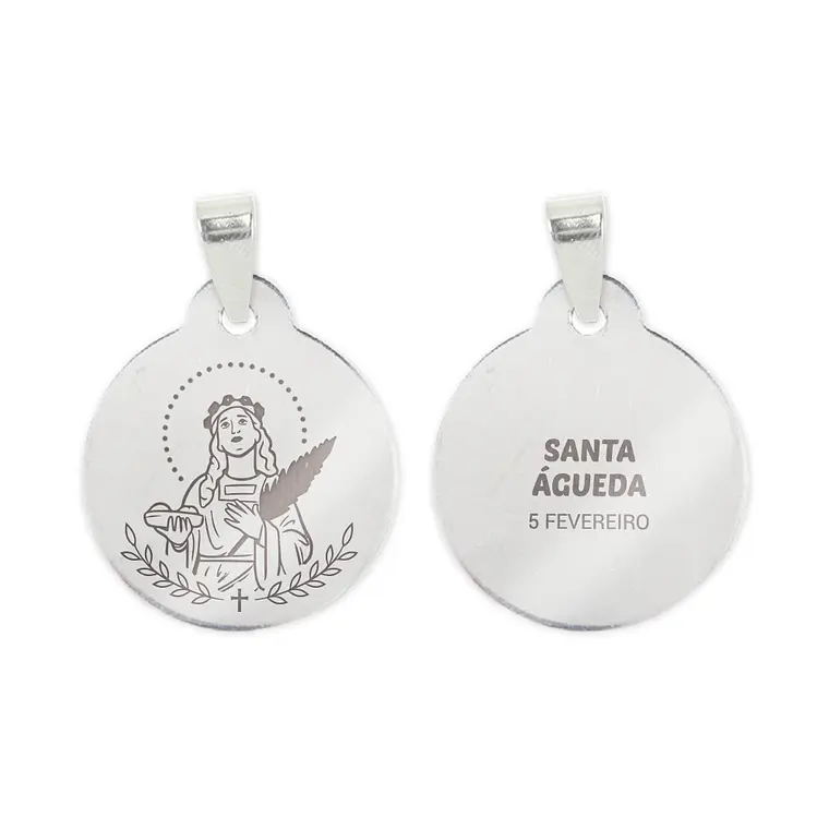 Fio e medalha de Santa Águeda em aço inoxidável 2