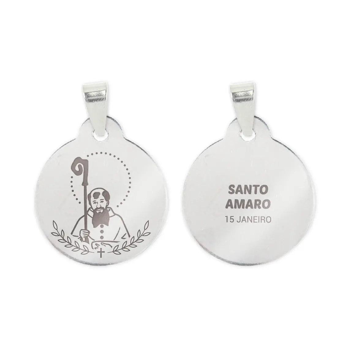 Collier et médaille de Saint Amaro en acier inoxydable 2