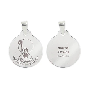 Fio e medalha de Santo Amaro em aço inoxidável